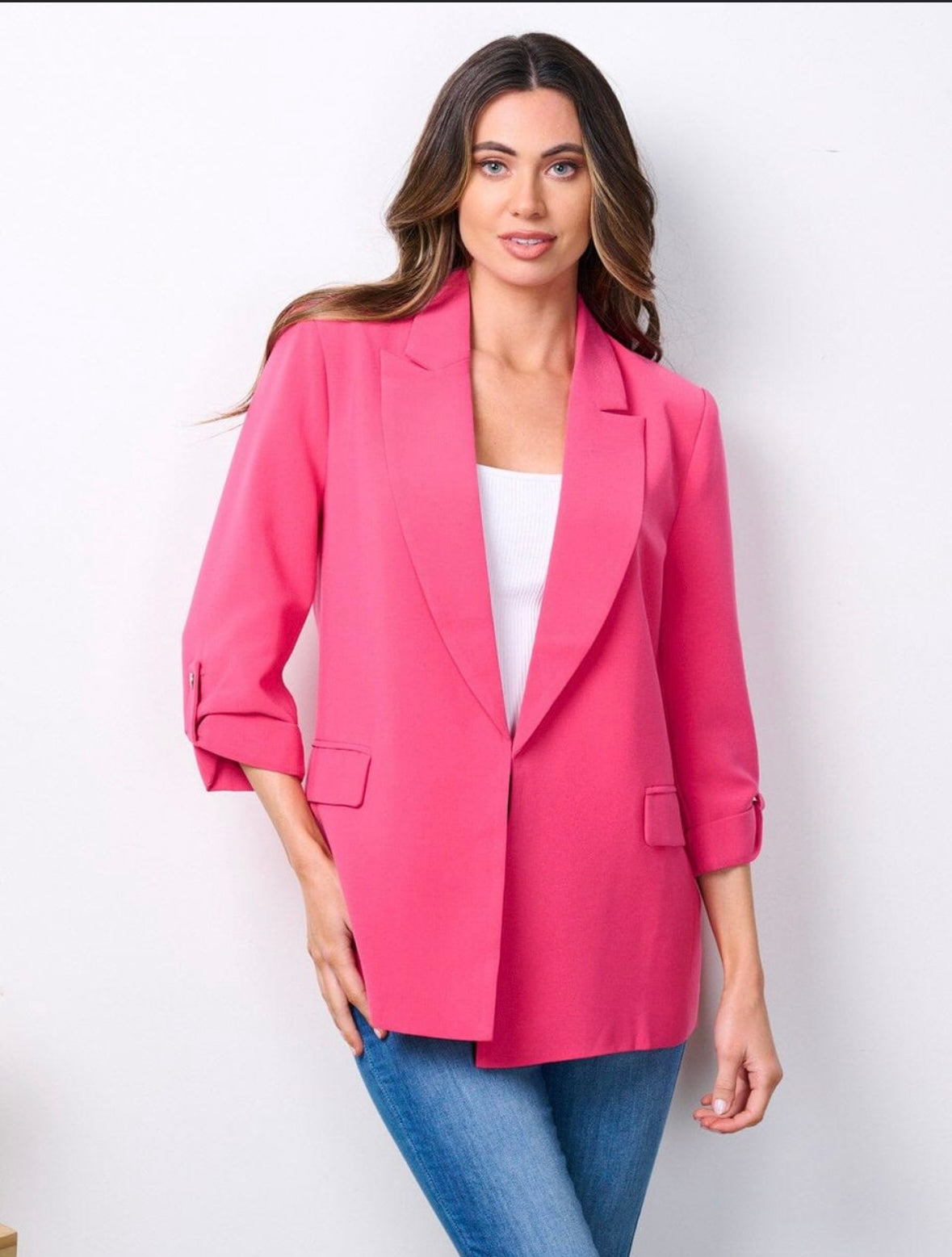 3/4 Sleeve Fuchsia Blazer