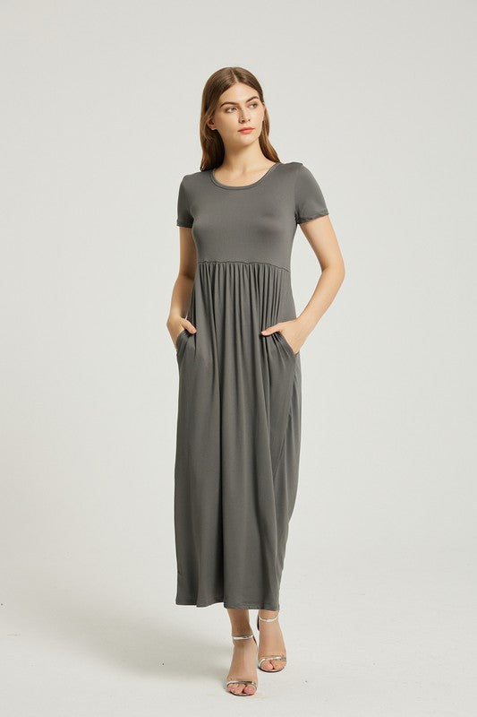 Charcoal Maxi Dress With Pocket