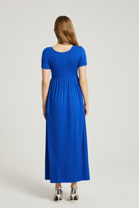 Royal Blue Maxi Dress With Pocket