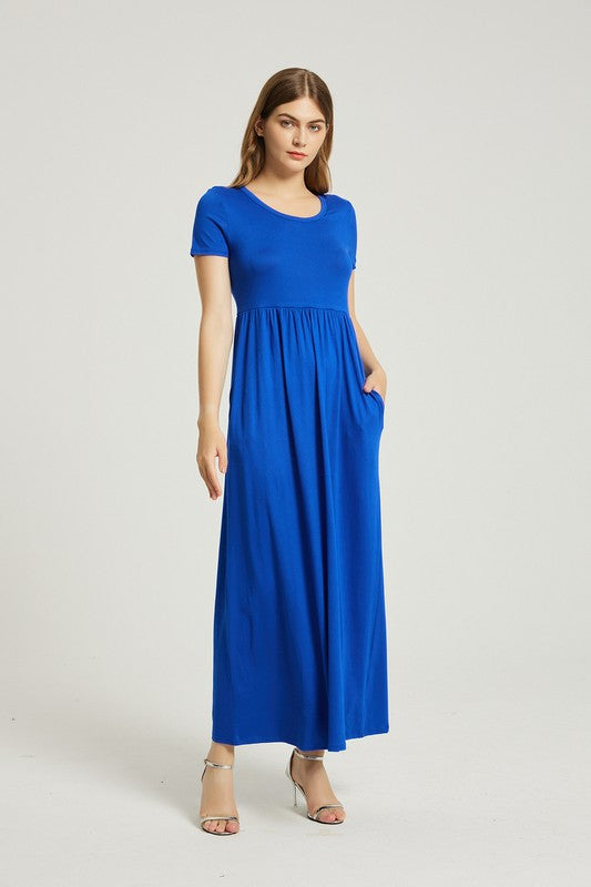 Royal Blue Maxi Dress With Pocket