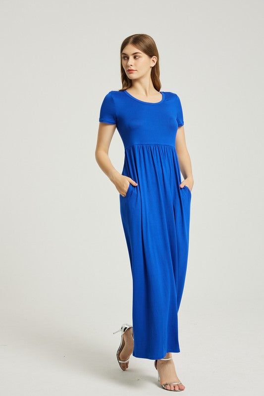 Royal Blue Maxi Dress With Pocket