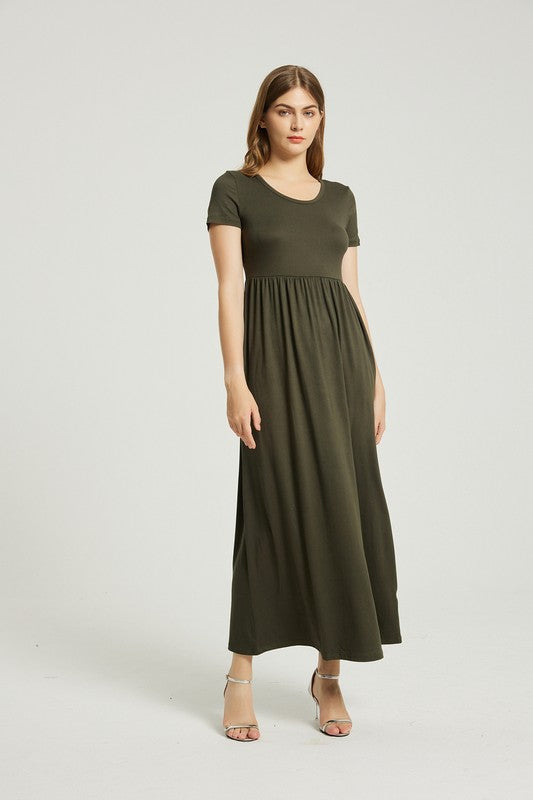 Olive Maxi Dress With Pocket