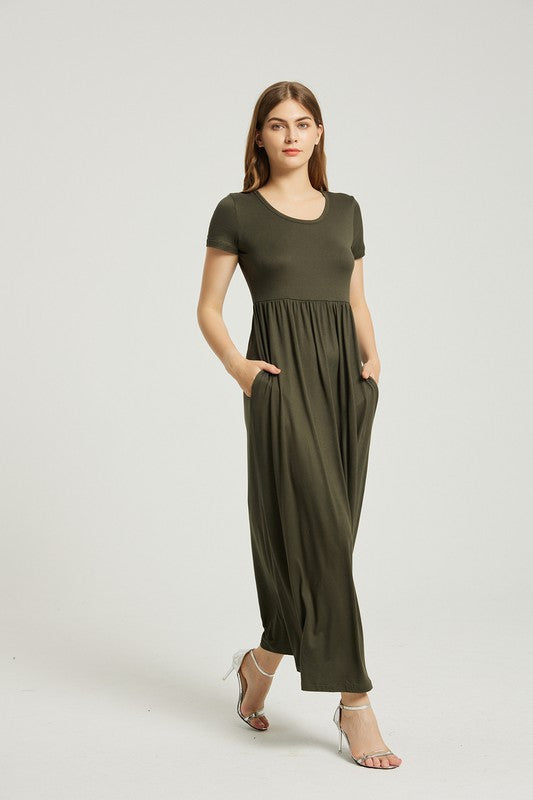 Olive Maxi Dress With Pocket