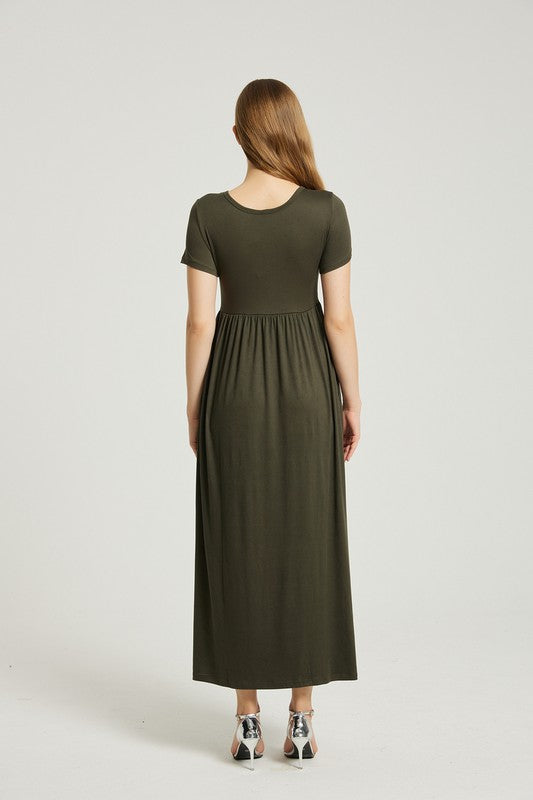 Olive Maxi Dress With Pocket