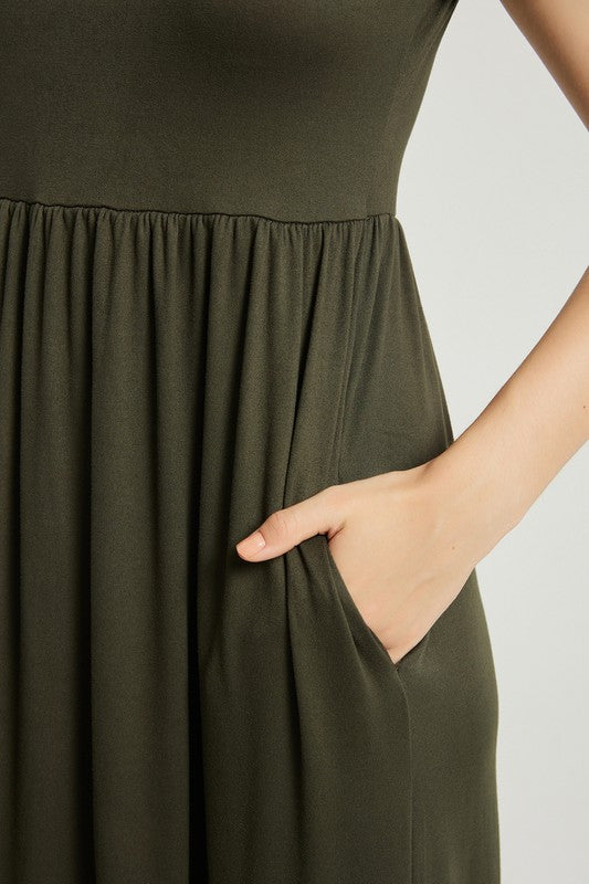 Olive Maxi Dress With Pocket