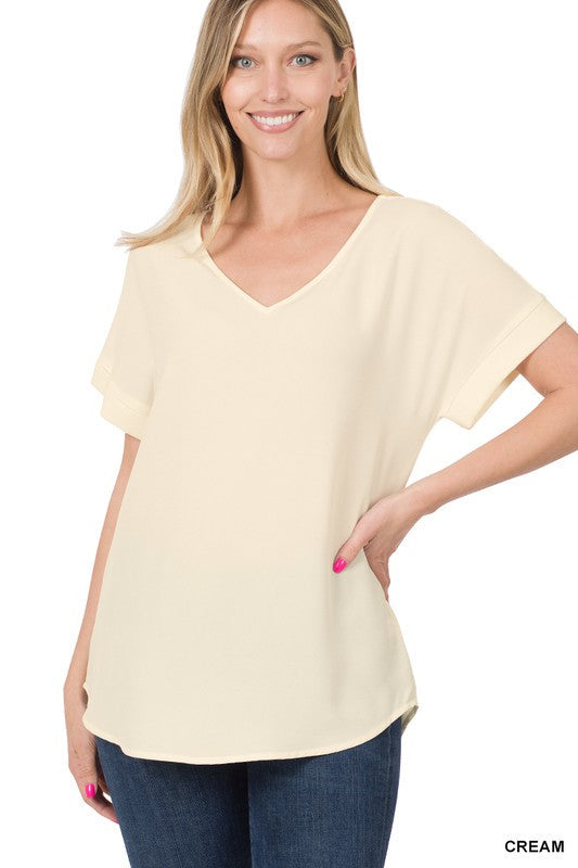 Short Rolled Sleeve Top