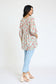 lightweight Button Accent Ditsy Floral Tunic