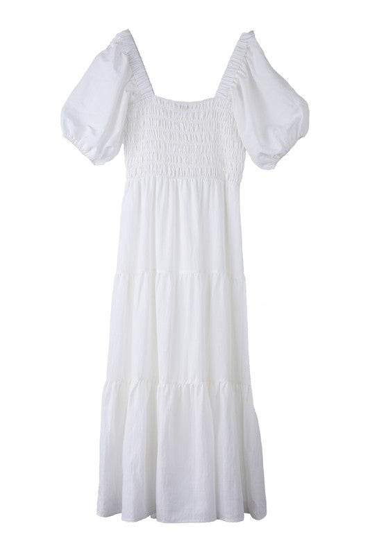 Chloe Tiered dress with puff sleeves