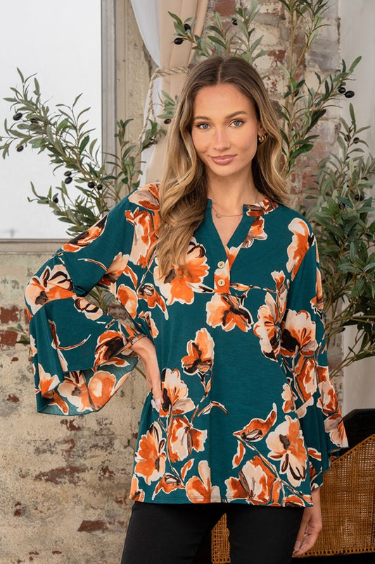 Wrinkle Free Flounce Sleeve Top