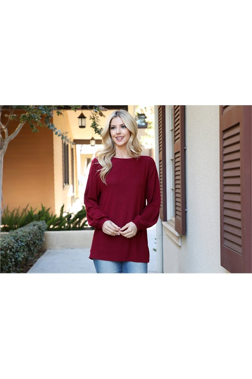 Puff Sleeve Boat Neck Top