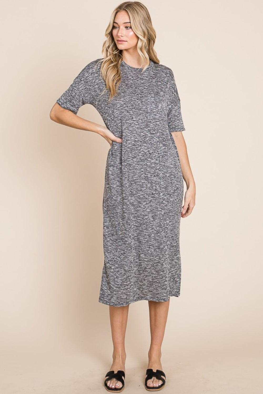 Half Sleeve Midi Dress