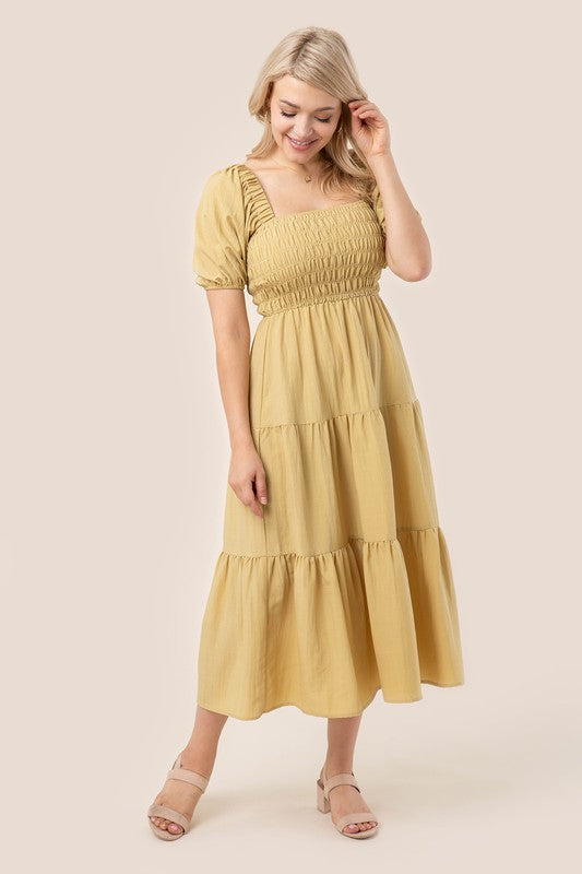 Chloe Tiered dress with puff sleeves