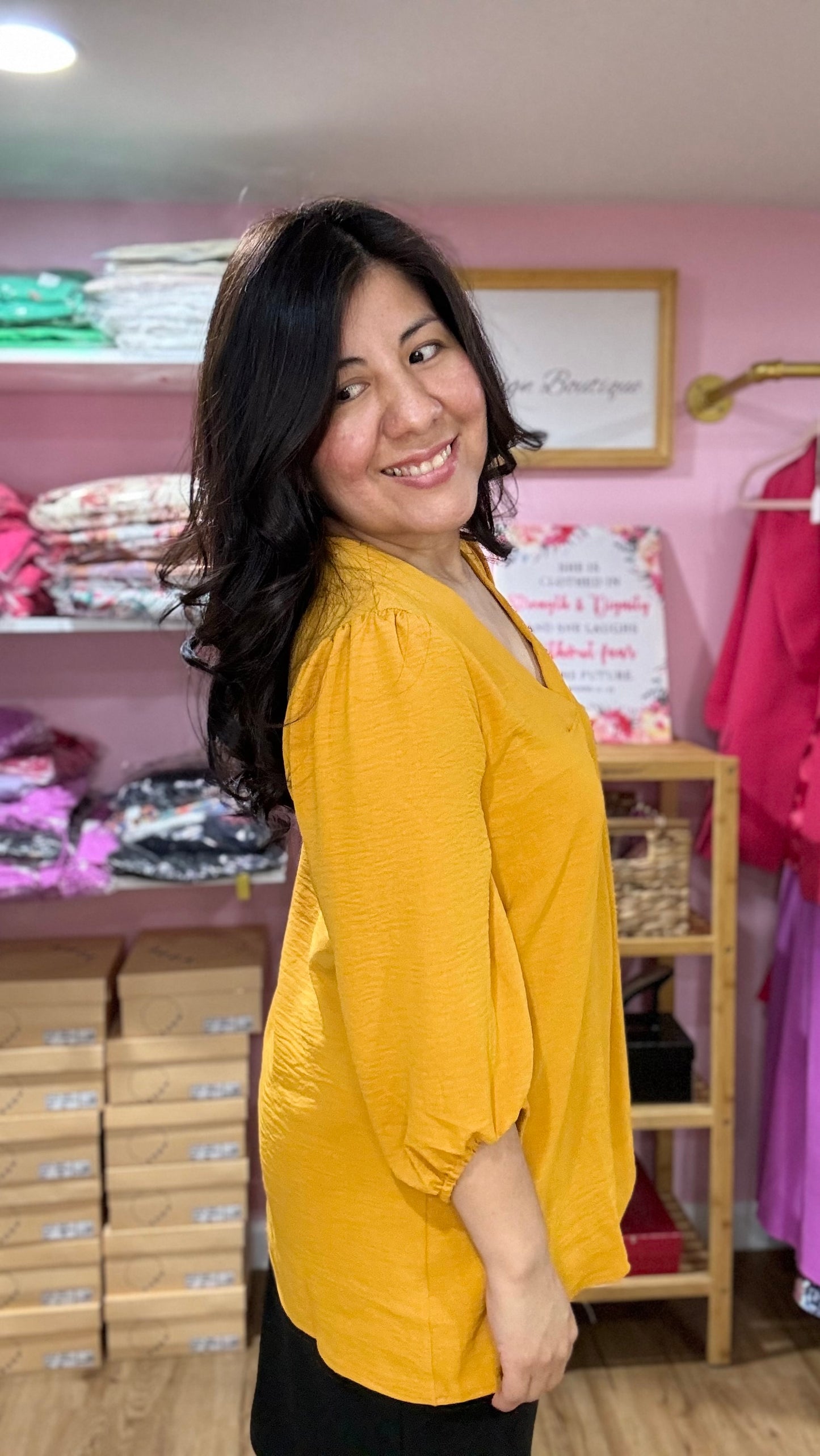 Mustard 3/4 Sleeve Blouse