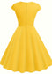 Short Sleeve sweetheart knee length Dress in Yellow