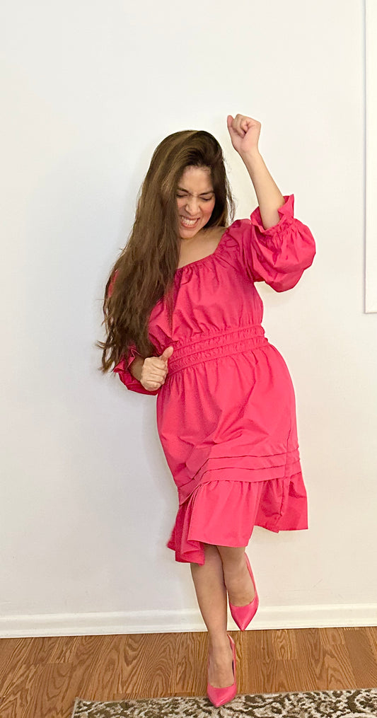 Ces Femme Knee Length Dress in hot Pink