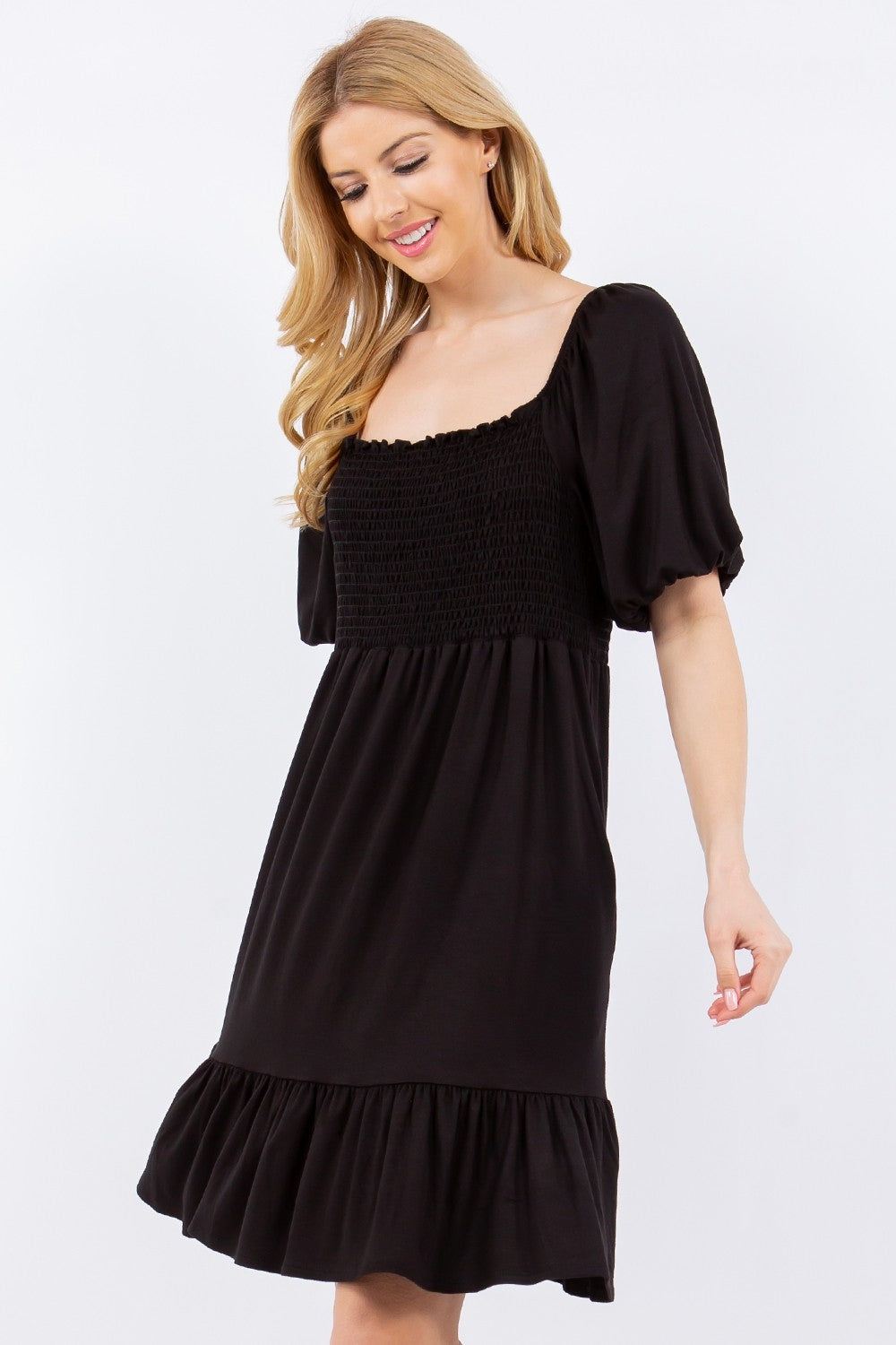 Ruffle Hem Smocked Dress