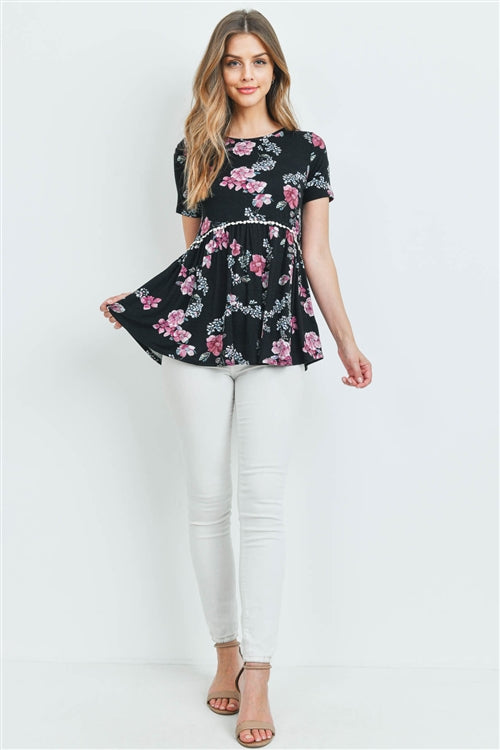 Floral Short Sleeve Flowy Floral Top