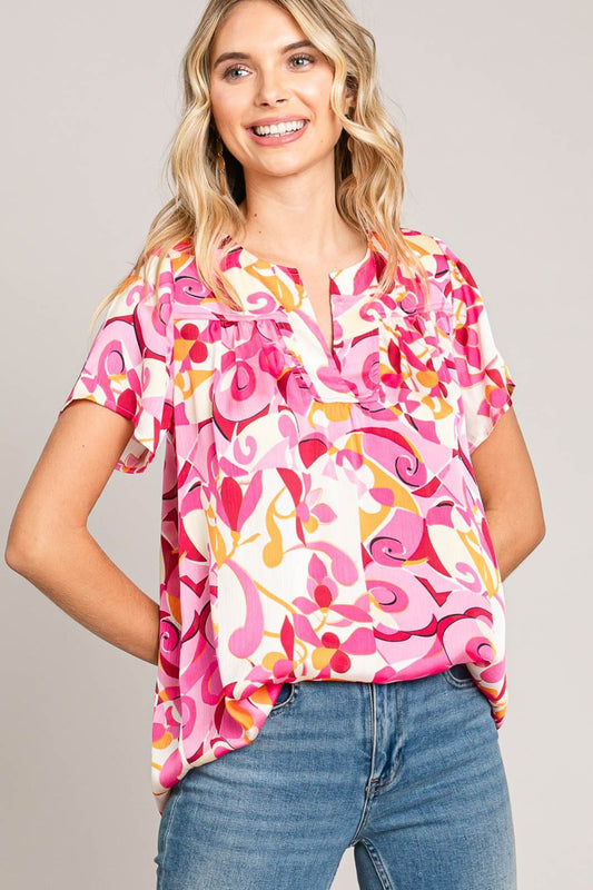 Print Short Sleeve Top