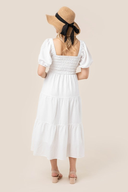Chloe Tiered dress with puff sleeves