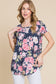 Floral Round Neck Short Sleeve T-Shirt