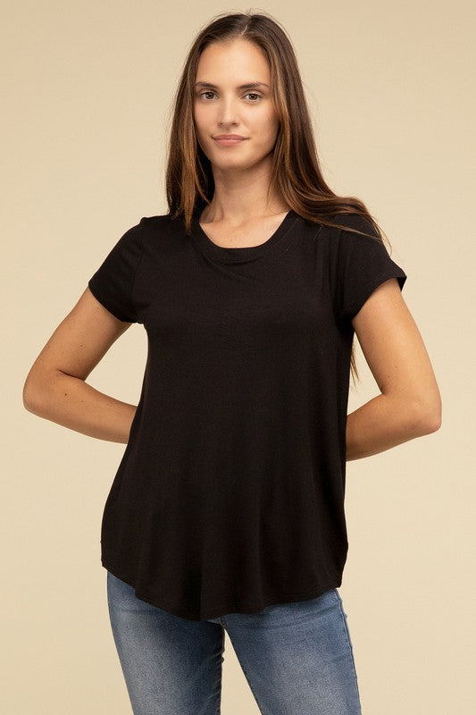 Flowy Rayon Short Sleeve Top