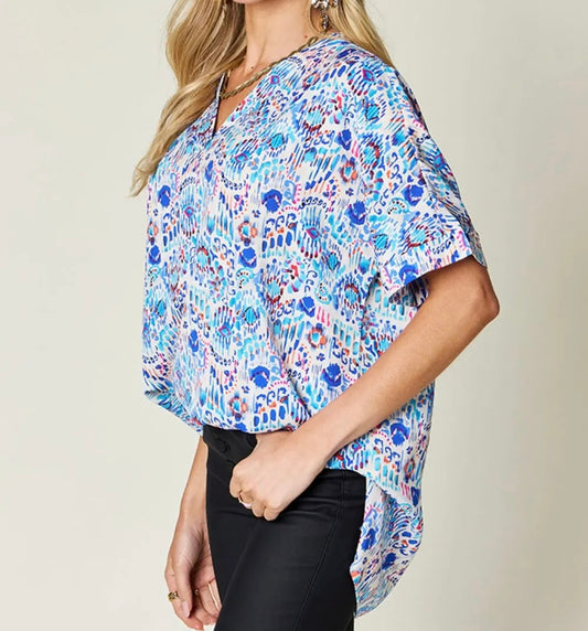 Akaiah Short Sleeve Top in Blue