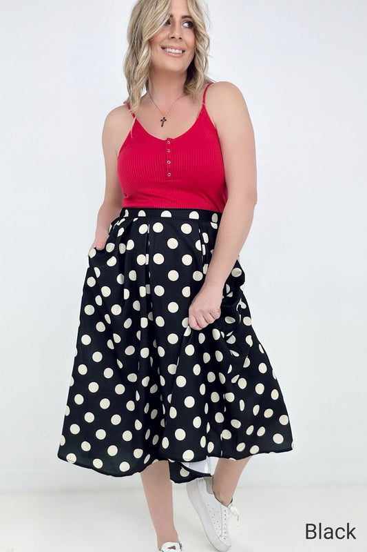 Jade By Jane Black Polka Dot Midi Skirt