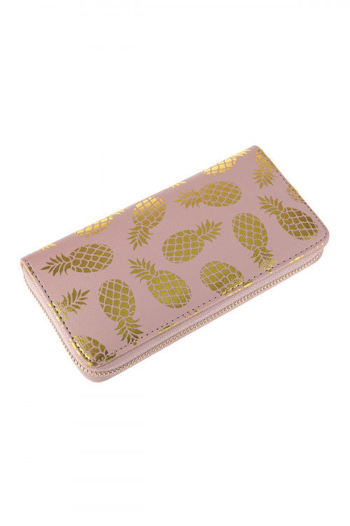 Gold Pineapple Pink Wallet