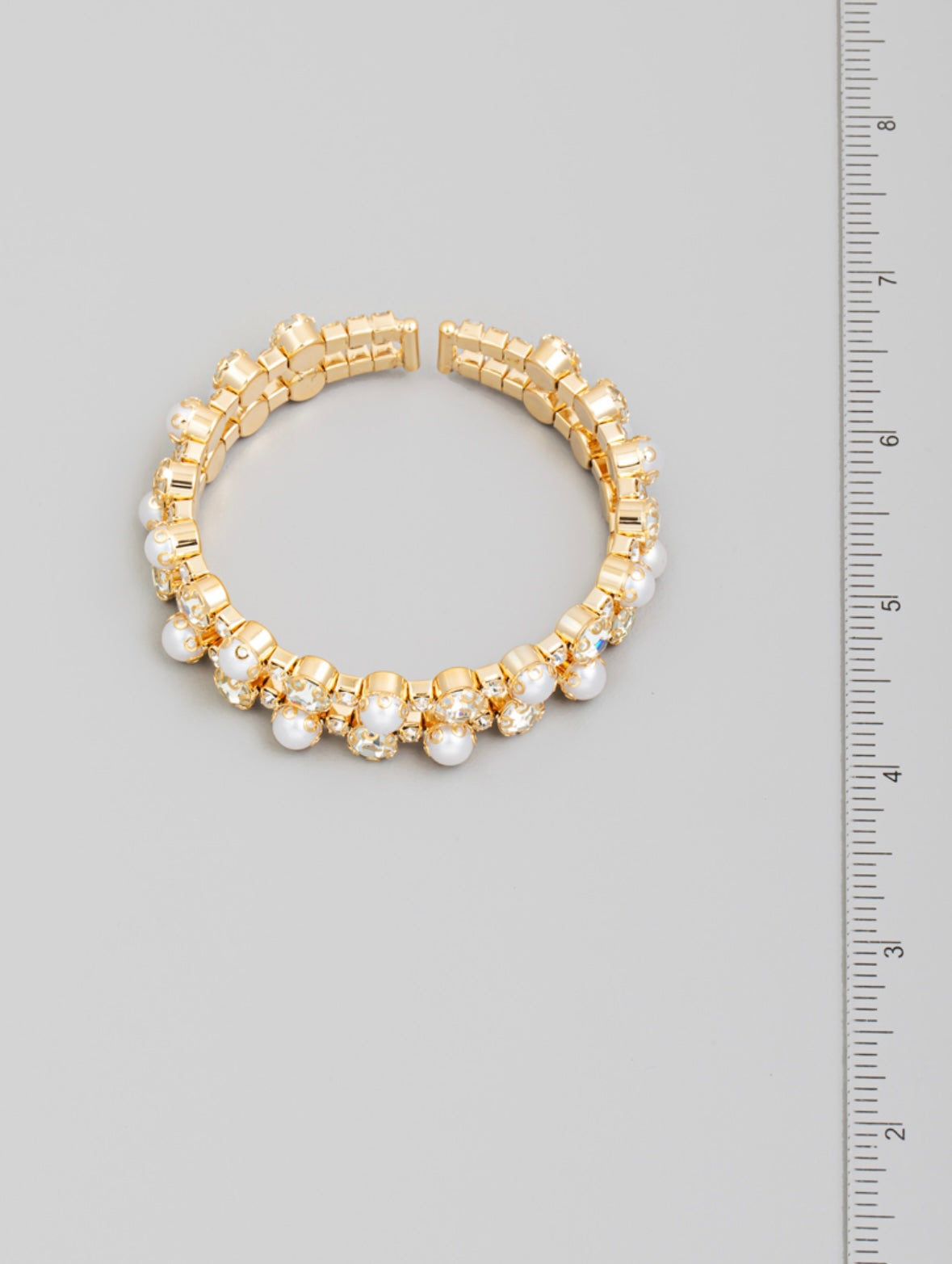Gold Pearl Rhinestone Cuff Bracelet