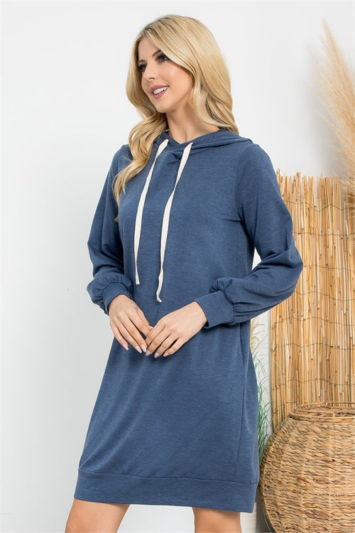 Hoodie Dress With Puff Sleeves