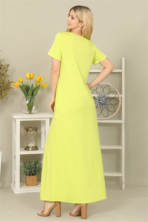 Lime Maxi Dress with Pockets