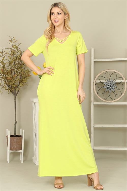 Lime Maxi Dress with Pockets