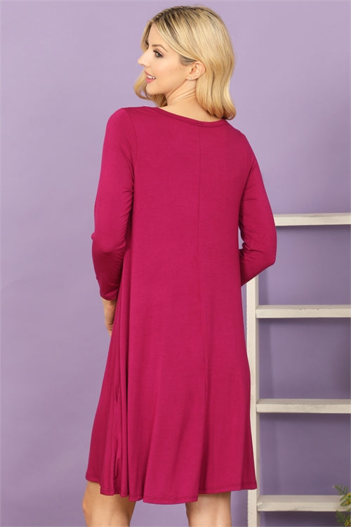 3/4 Sleeve Flowy Dress