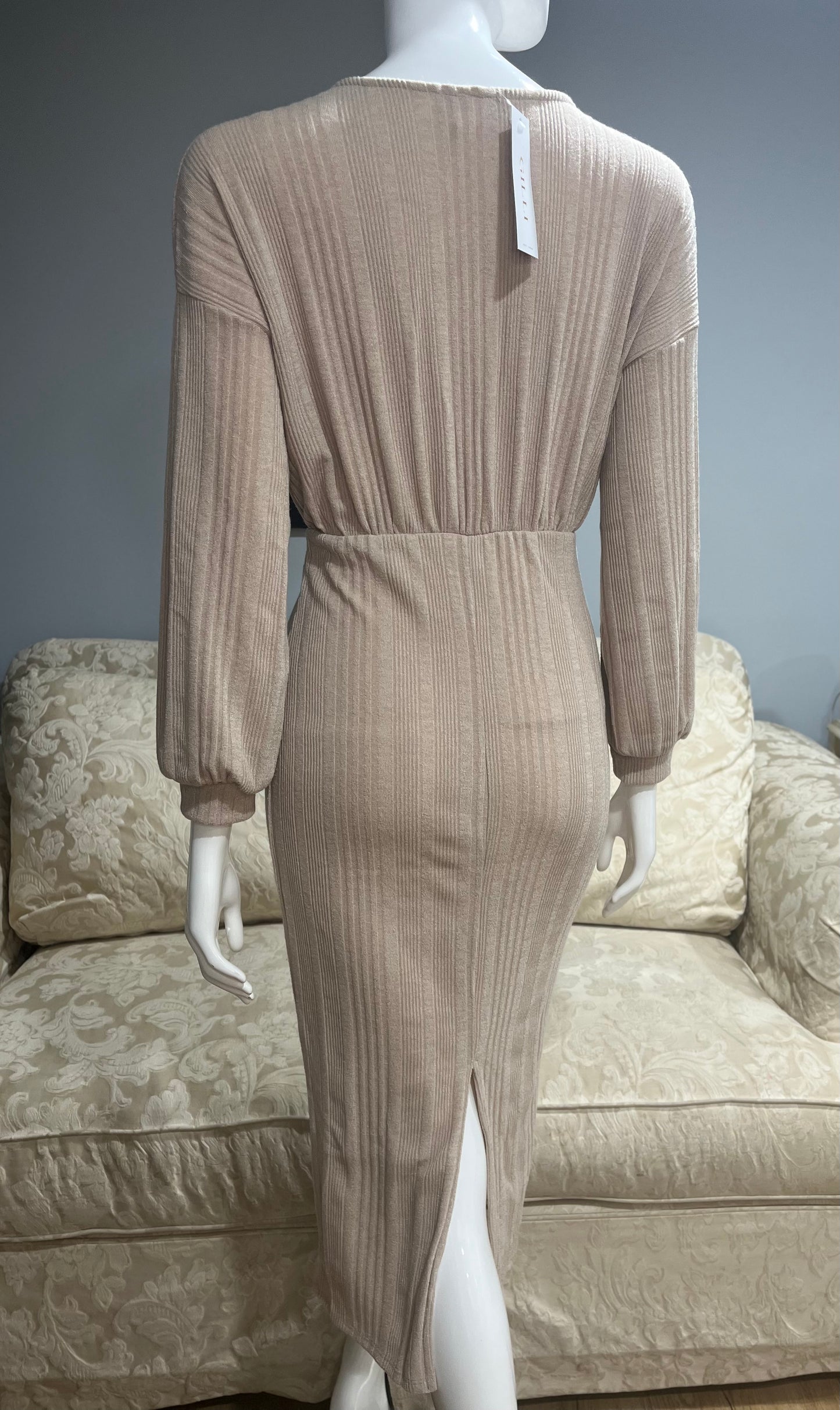Gilli Long Sleeve Ribbed Midi Dress