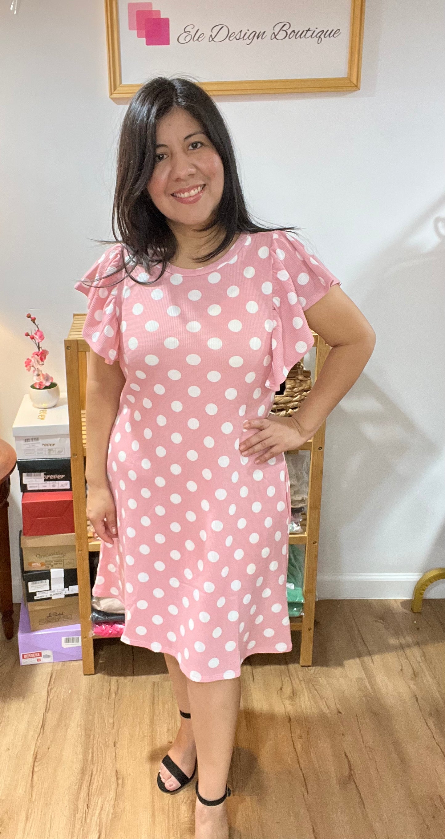 Perfect Peach Pink Polka Dot Dress