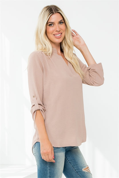 3/4 Sleeve Blouse in Mocha