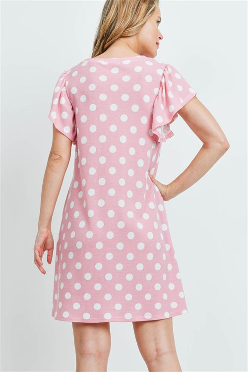 Perfect Peach Pink Polka Dot Dress