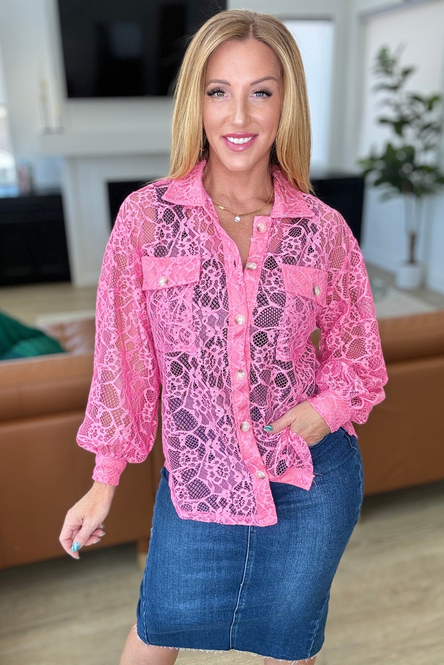 Lace in Pink Cosmos Blouse