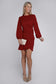Ruched Long Sleeve Mini Dress in Red