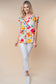 Full Size Short Sleeve Floral Woven Top