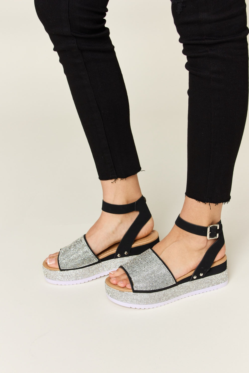 Rhinestone Wedge Sandals