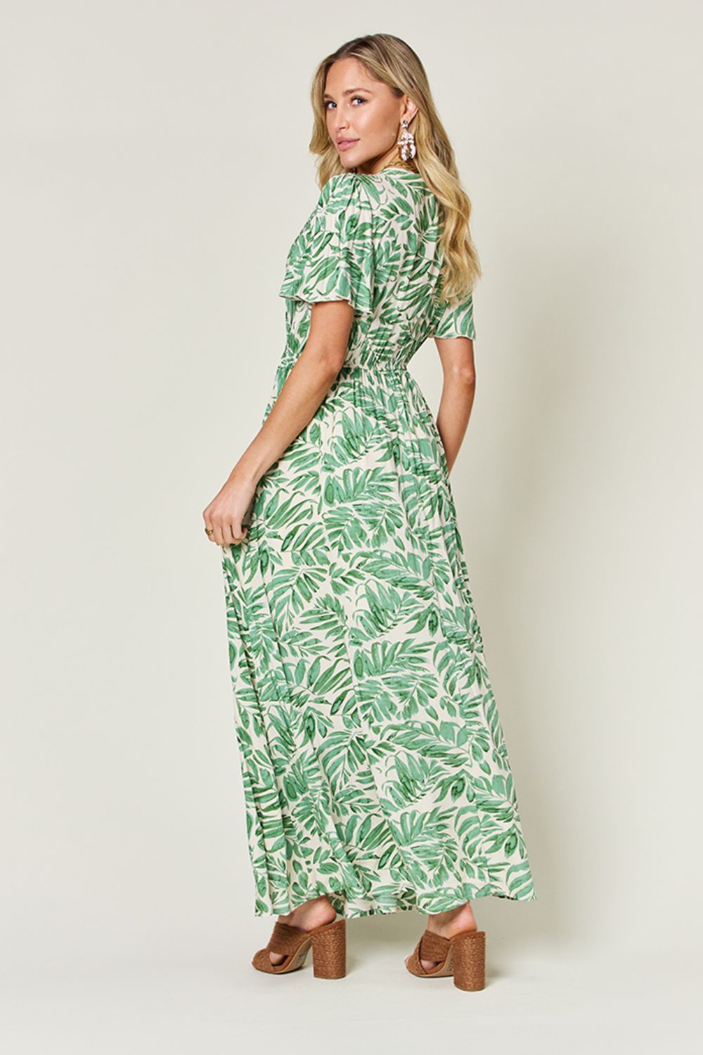 Printed Short Sleeve Maxi Dress