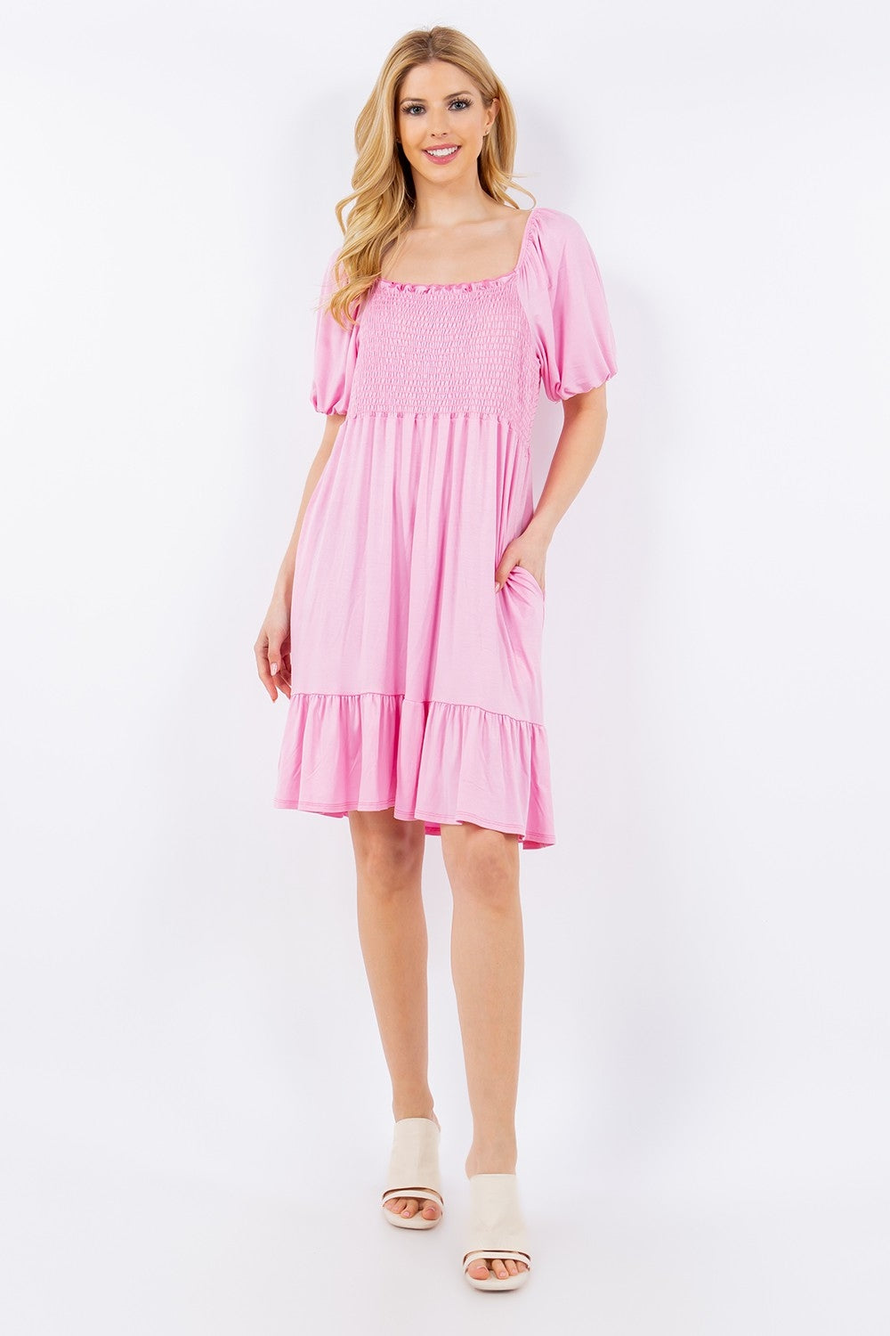 Ruffle Hem Smocked Dress